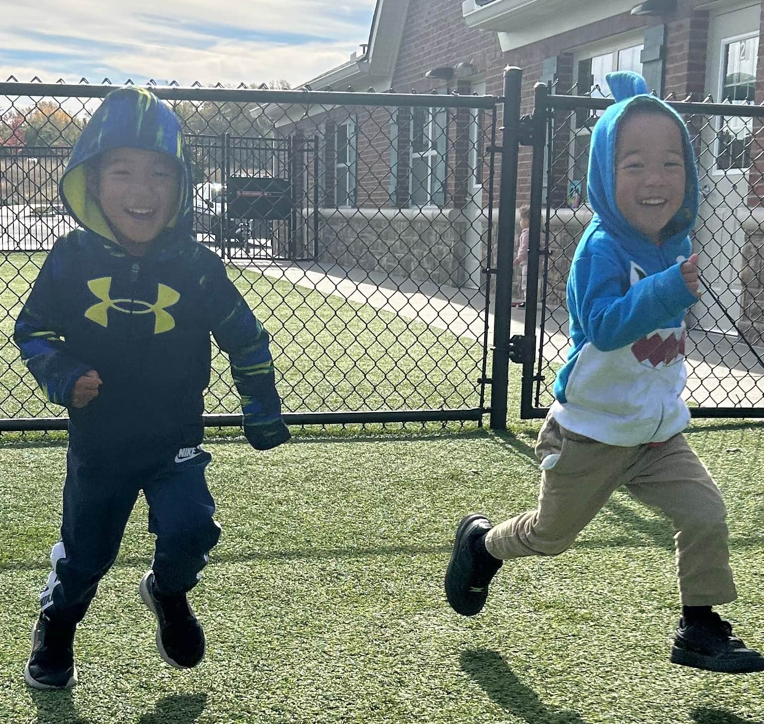 Children running outside