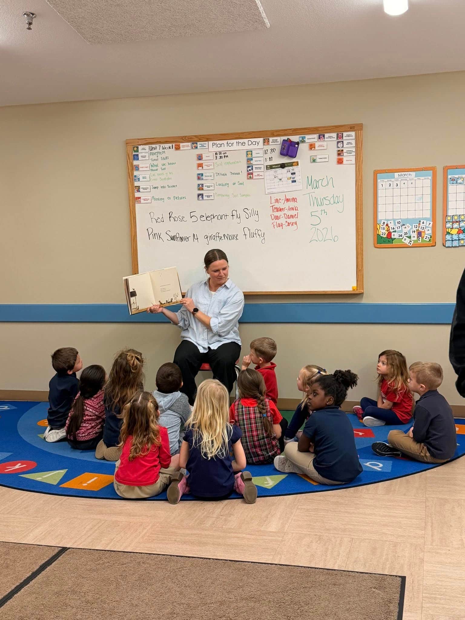 A parent reading to children