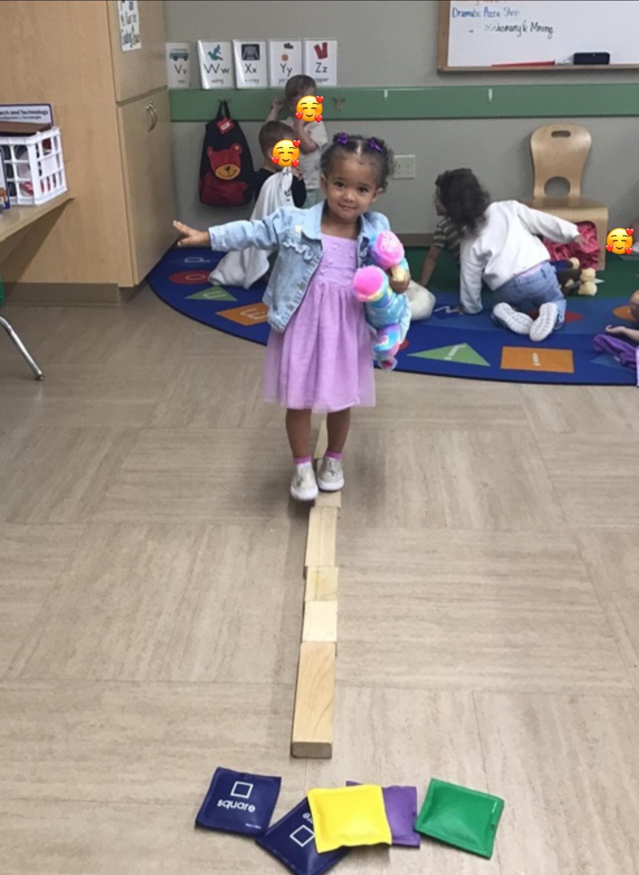 A student balancing!