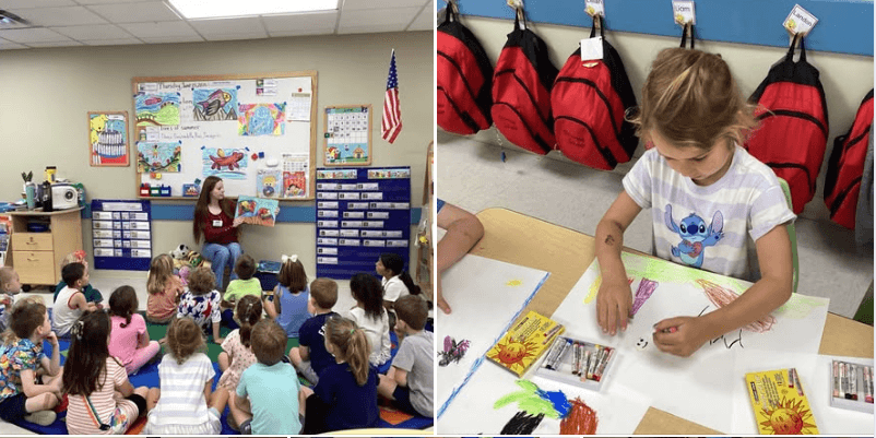 children working on art projects 