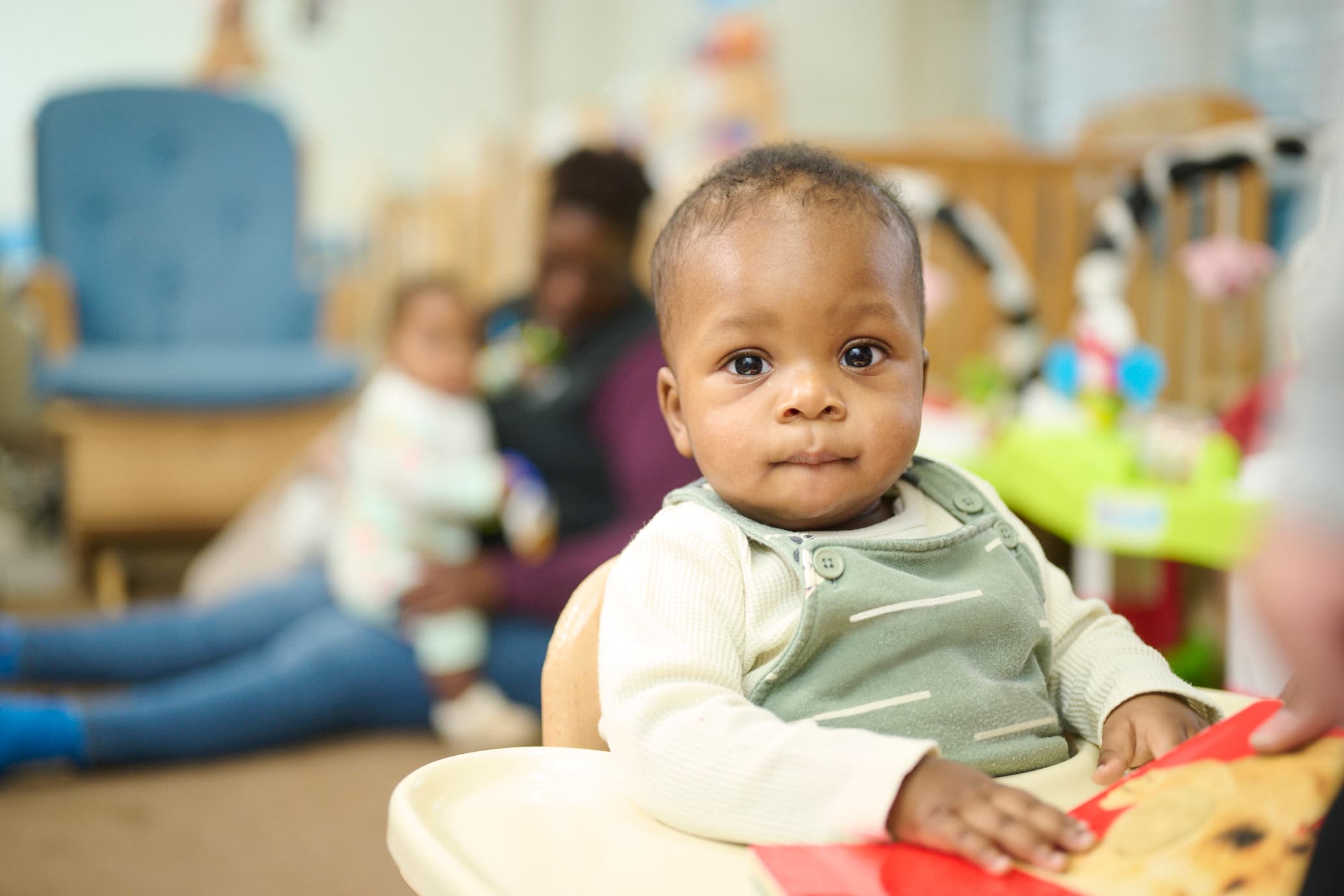 Infant in high chair