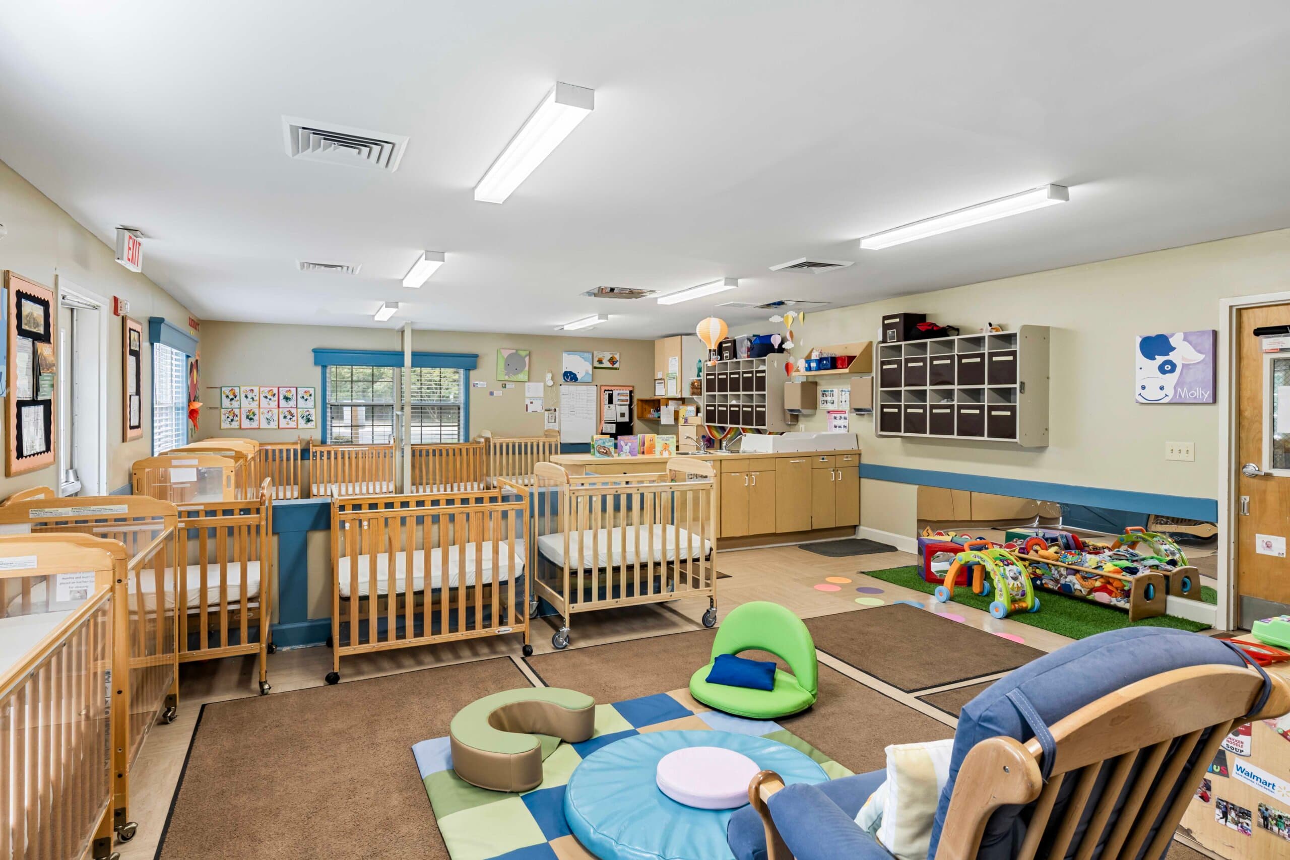 infant daycare room at Primrose School of Cary