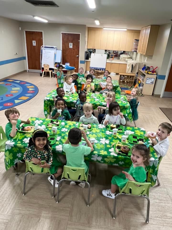children eating st. patrick's day meal