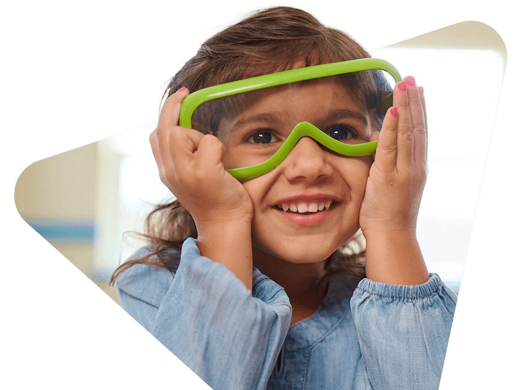 preschool student wearing eye protection