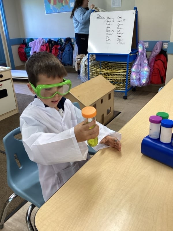 Pre-K 1 Project Time In small groups at the table, guide the children to make careful observations about a type of liquid and share their observations of that liquid's property with a partner.