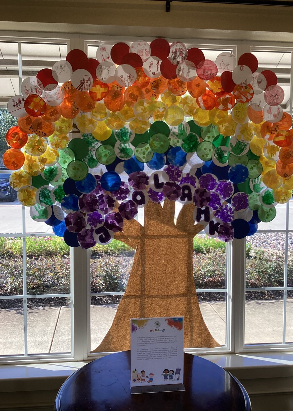 Tree image with rainbow circles