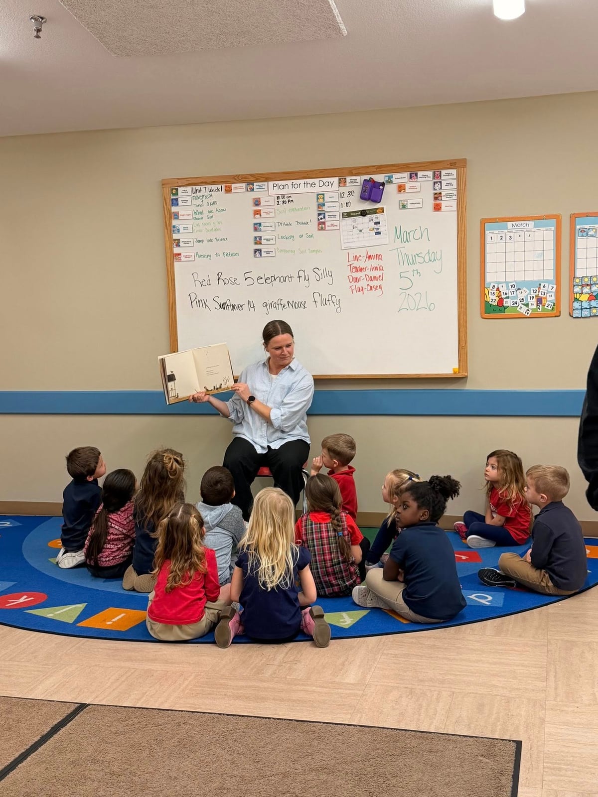 A parent reading to children