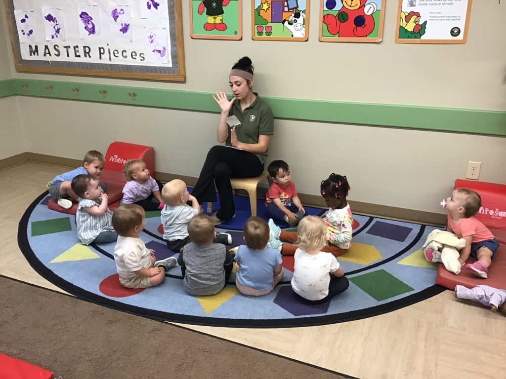 Sitting at circle time. 