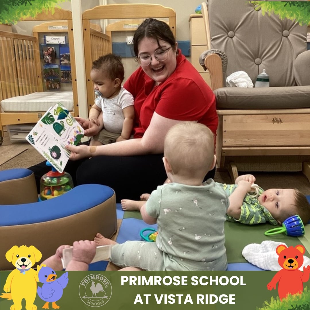 Story Time for Our Youngest Learners infant classroom at Primrose at Vista Ridge