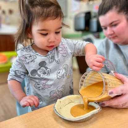 student making pumpkin pie