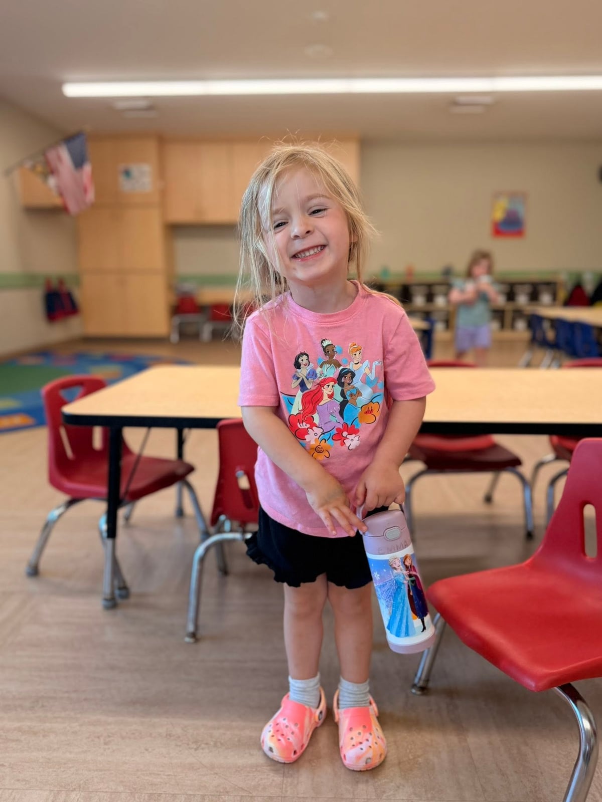 A student wearing pink