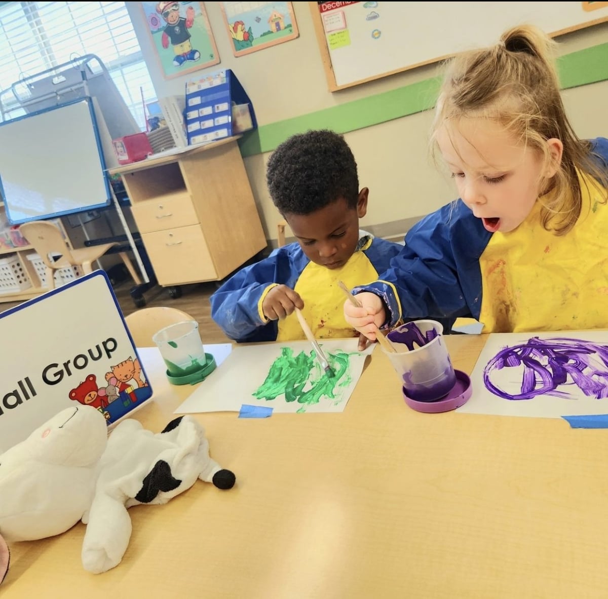 Students painting 