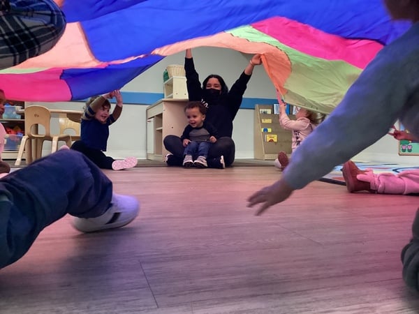 playing with a parachute 