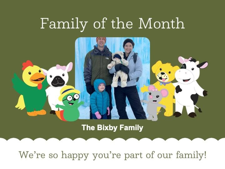 The Bixby family, January Family of the Month at Primrose School, celebrating community and learning together