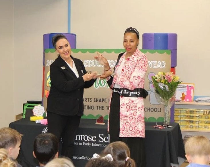 Teacher at Primrose School of Norman Surprised as School’s Early Educator of the Year