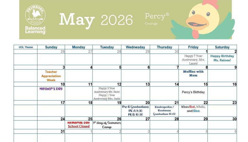 May Calendar