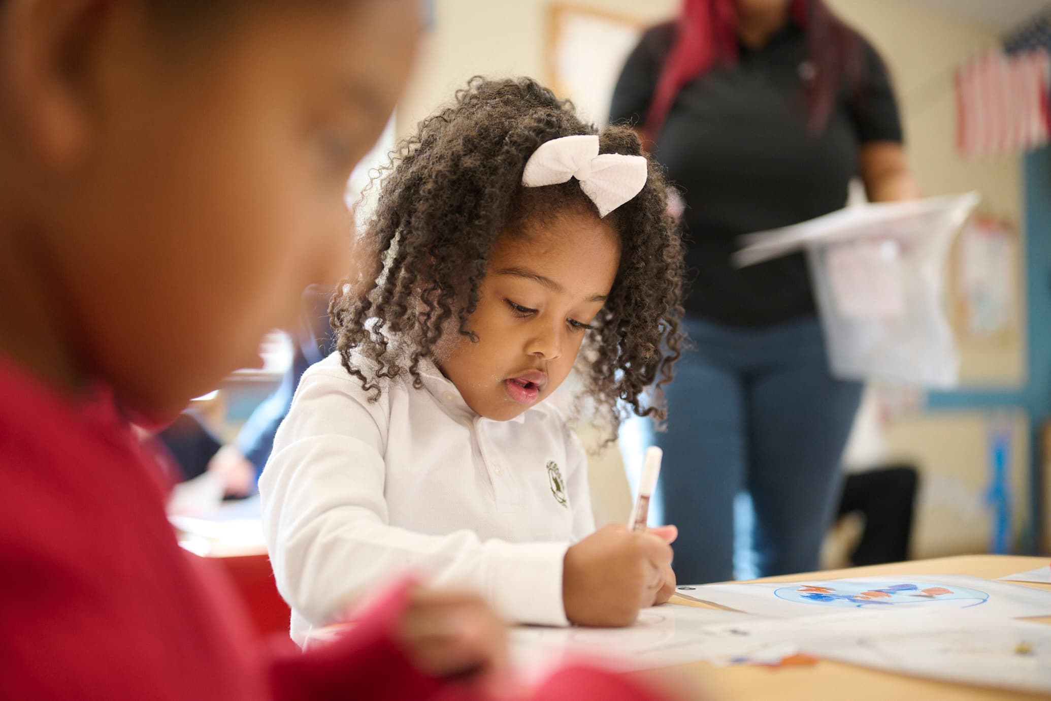 primrose student doing a writing exercise