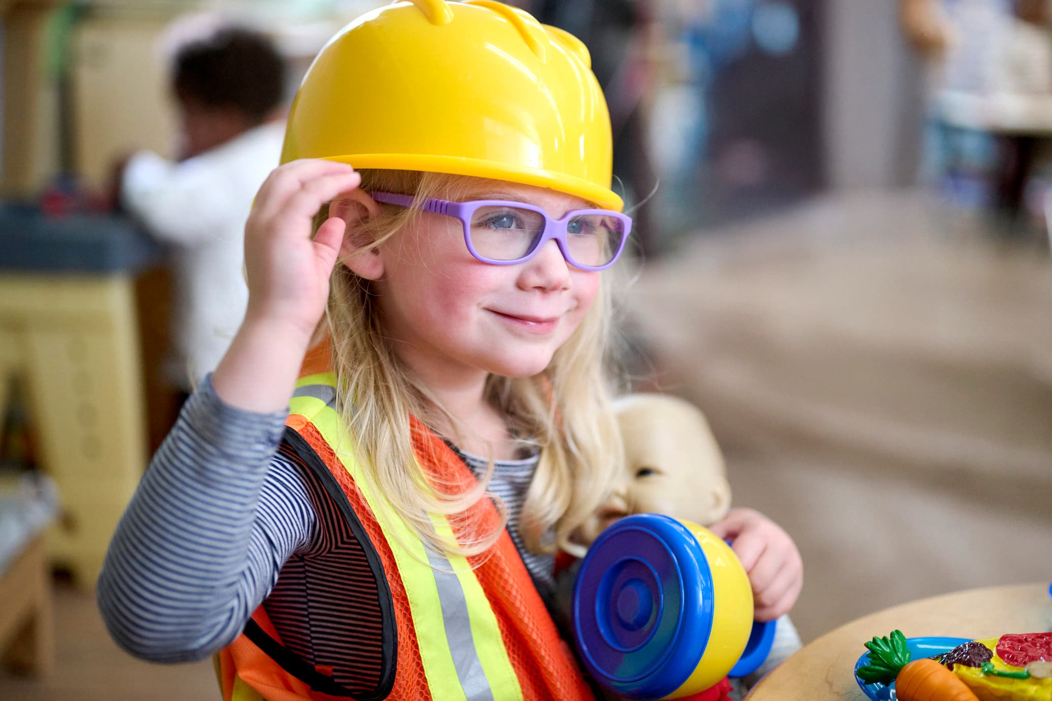 child playing dress up