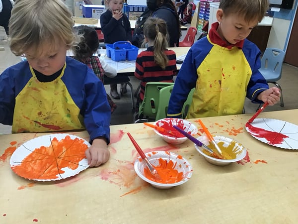 PreschoProject Time -EARLY ART MASTERS: FALL COLOR WHEELS Today we learned about the color wheel and mixed colors to make a fall color wheel. Ask me what happens when we mix red and yellow!