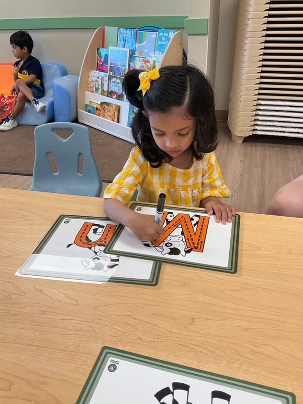 Learning letters in preschool at Primrose Dublin Jerome