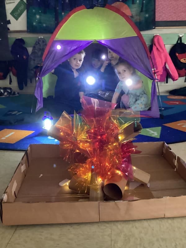 preschooler camping in preschool