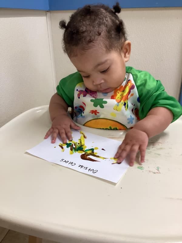 baby art activity at daycare