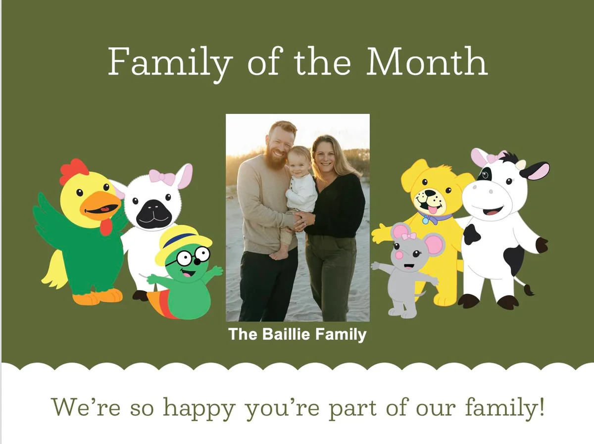 Baillie Family named December Family of the Month at Primrose School at West Lake, featuring Connor, his parents, and their dog Nala.