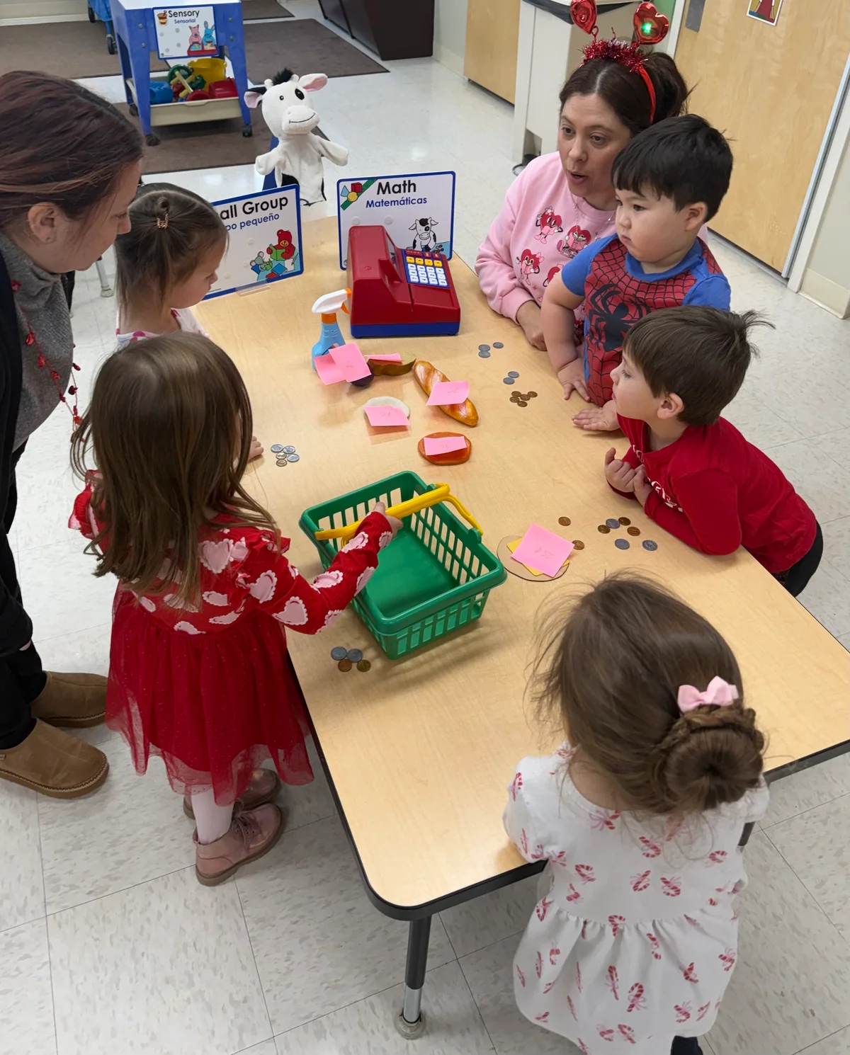 Teachers and students explored math by adding up coins