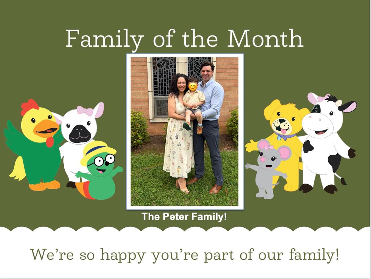 Family of the Month at Primrose School featuring the Peter Family