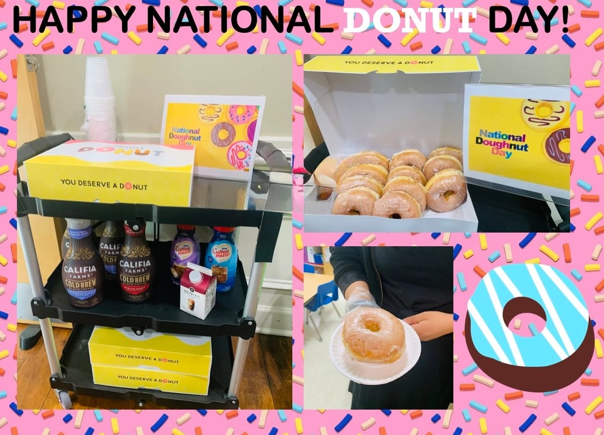 Our team celebrated National Donut Day with sweet treats and iced coffee, making for a fun and memorable day together.