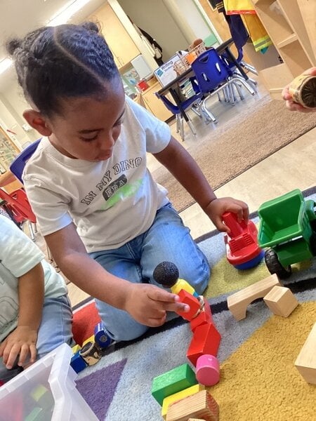 exploring, playing, preschool, ramp, small group