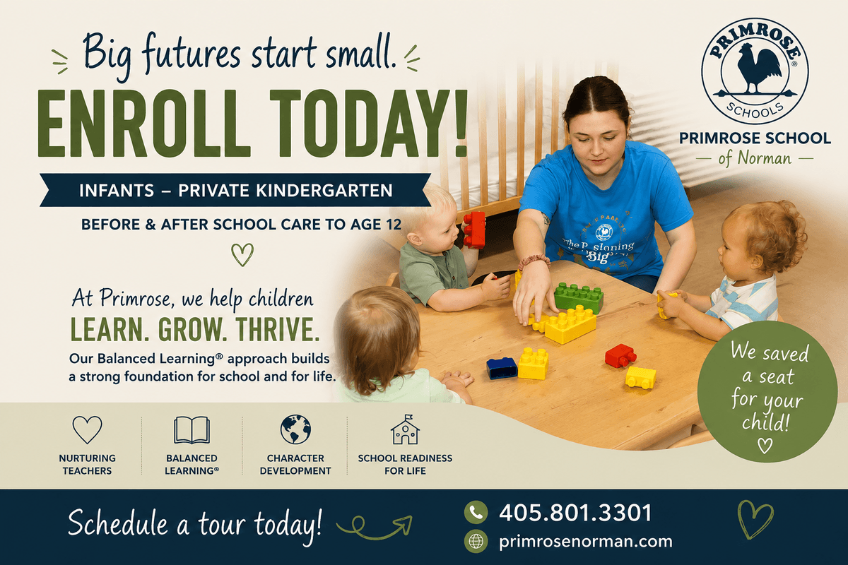 flyer with a teacher and children