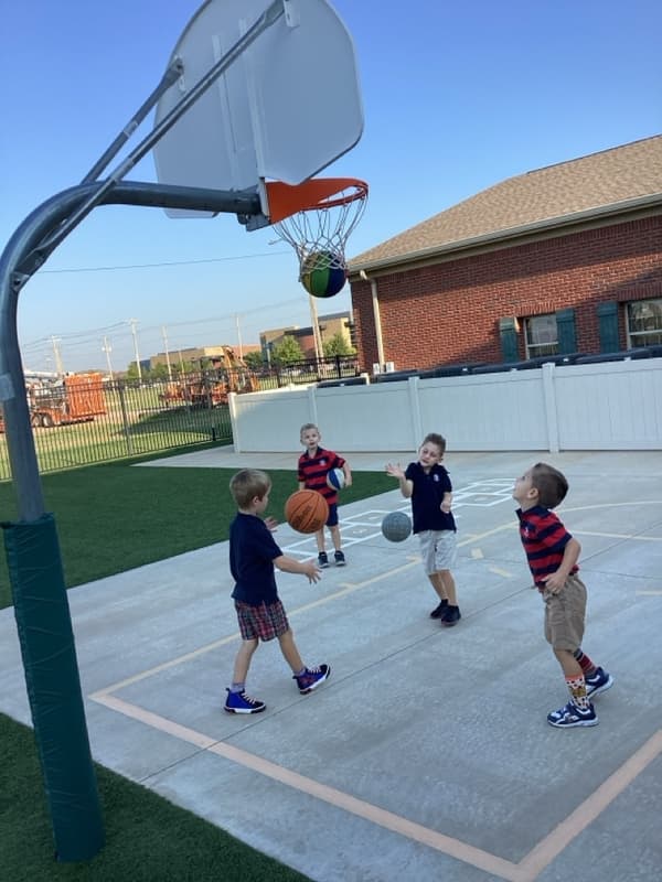 Children on a basketball court