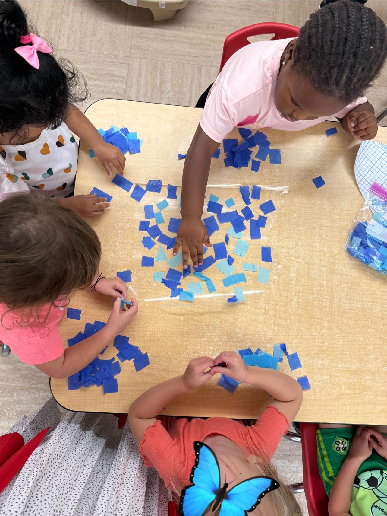 Children doing an art project.