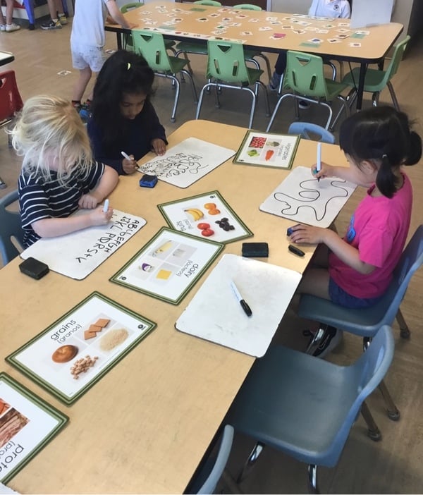 Preschoolers practicing they letters