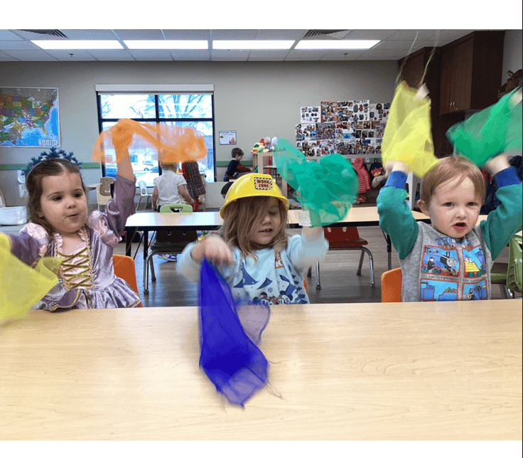 children using scarfs