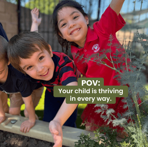 children smiling in the garden