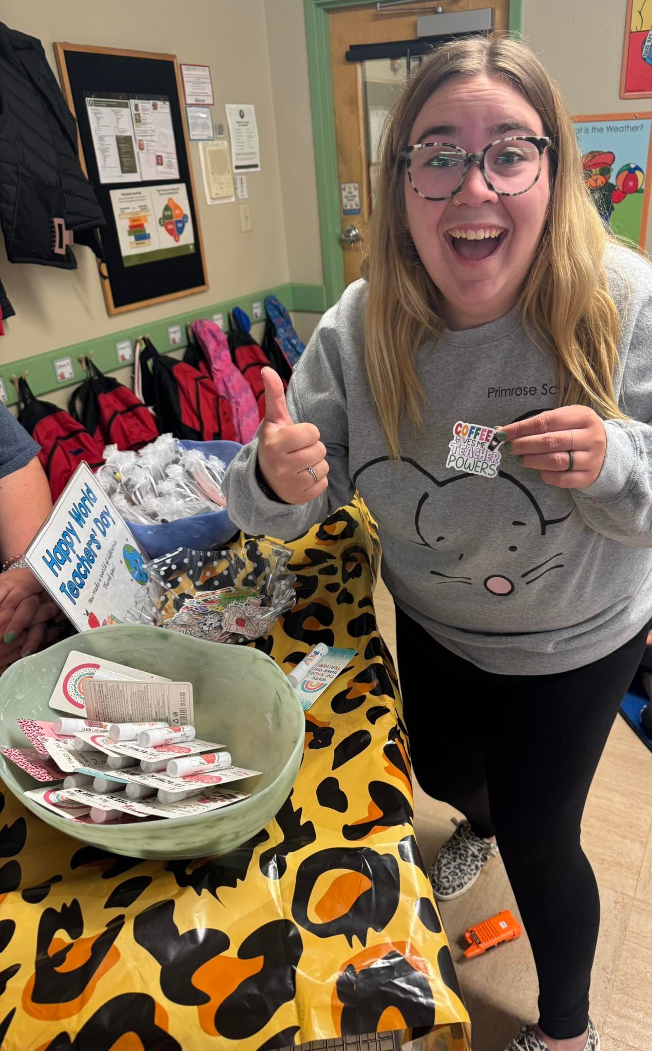 Pictured here is a teacher picking out a gift on World Teacher Day!