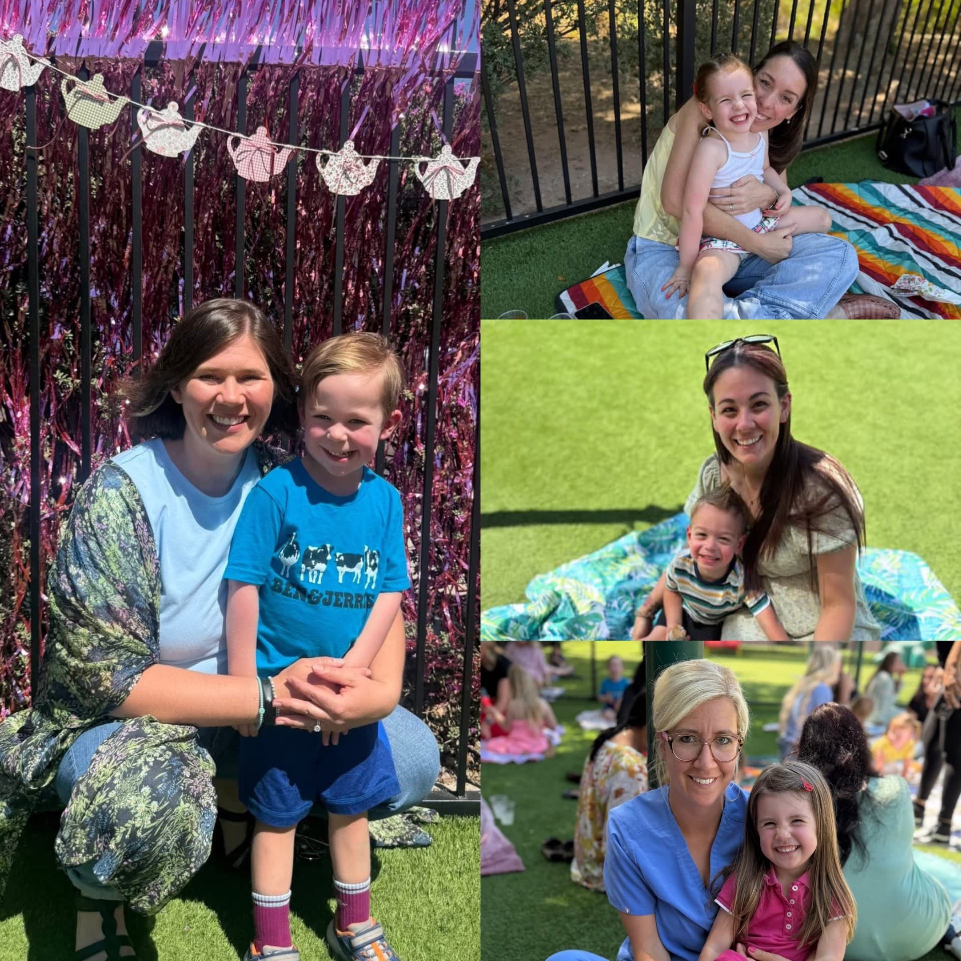 tea picnic party with moms, smiling, parent appreciation