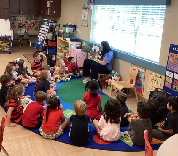 TK students reading a story