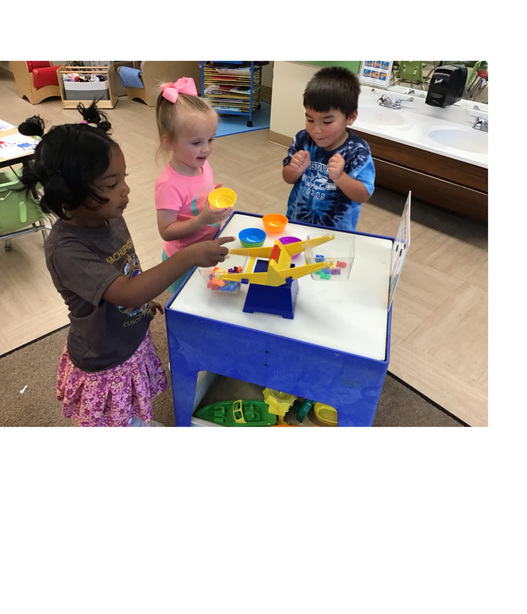 Learning about weight in preschool.