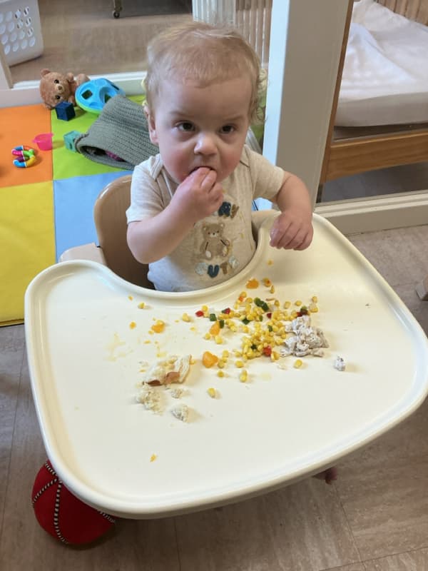 Lunch time in a highchair