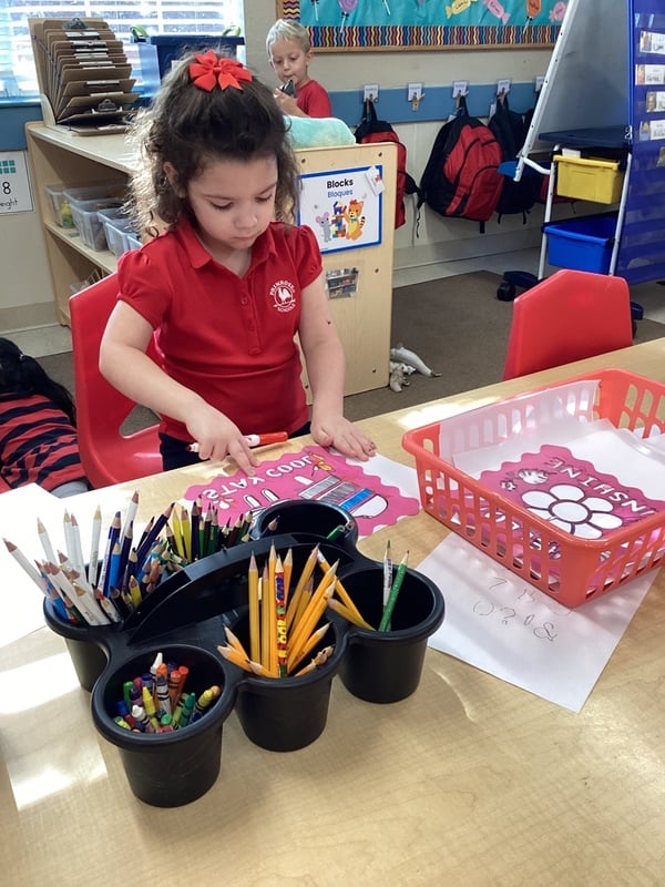 A student doing classwork