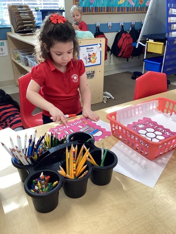 A student doing classwork