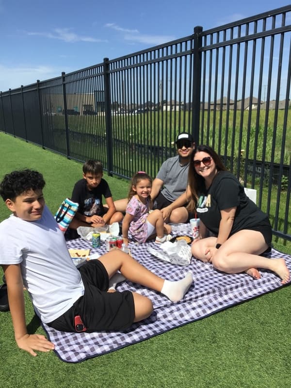 family eating picnic