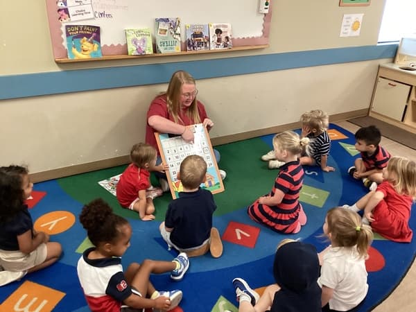 preschool threes learning circle time small group writing math science steam stem technology fun loving caring