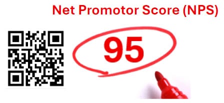 Promotional flyer for Primrose School of Eagan highlighting a 95 Net Promoter Score (NPS) with parent testimonials, QR code, and call-to-action for scheduling a tour.