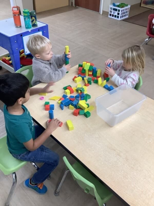 Children playing with blocks