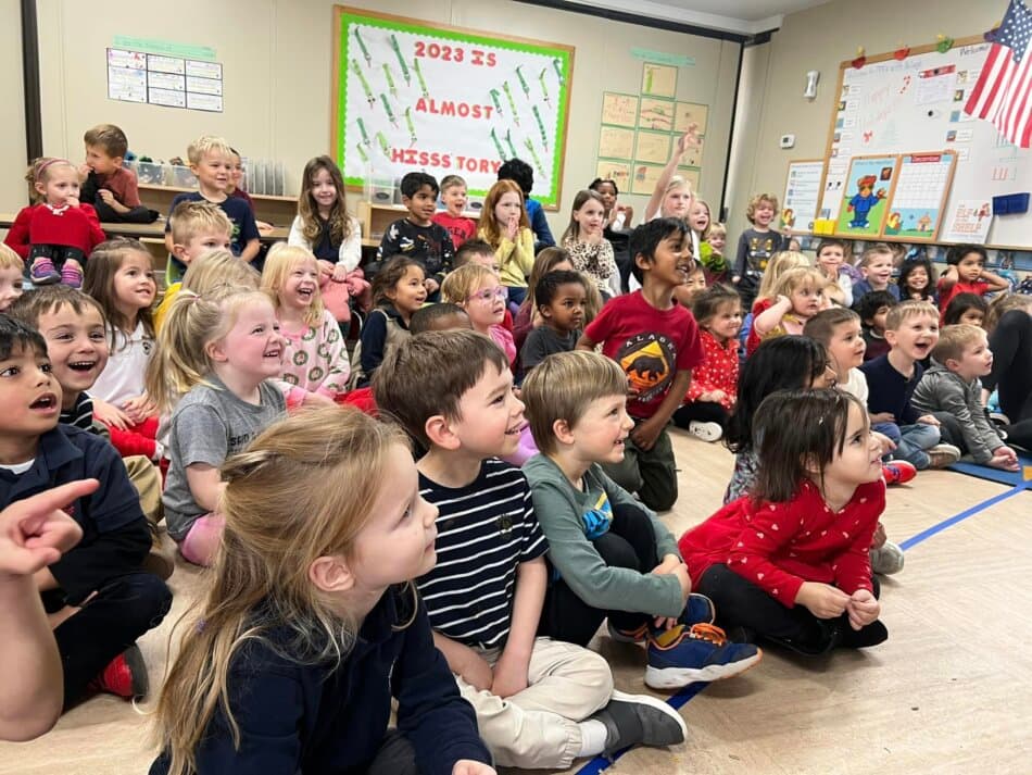 children watching magic show