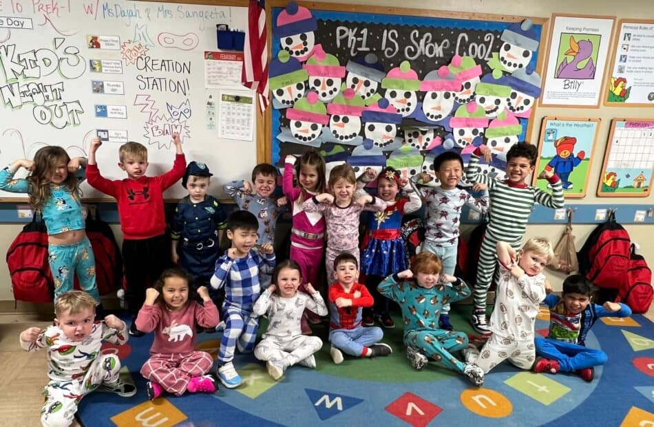 children wearing pajamas
